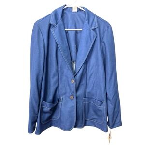 Vintage K10 Apparel Size 15/16 Blazer Jacket Faux Denim Poly Retro Urban 70s 60s